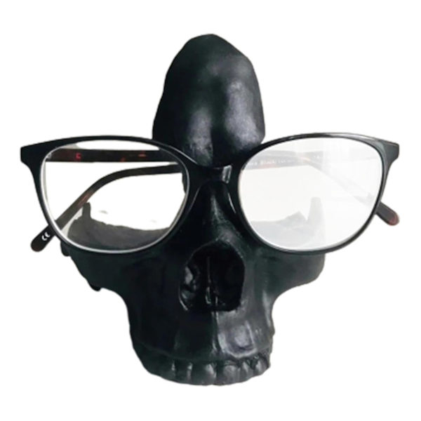 Skalle Brilleglas Stativ Holder Kreativ Brilleglas Holder Harpiks Statue Ornament Black
