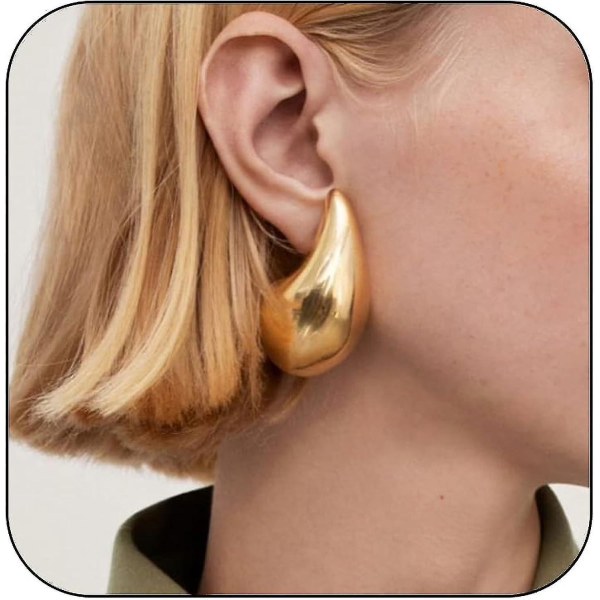 Extra Large Bottega Earring Dupes Hypoallergena Chunkygoldhoopörhängen Lättviktsvattendroppsörhängen Trendiga guldvattendroppsörhängen Jst.