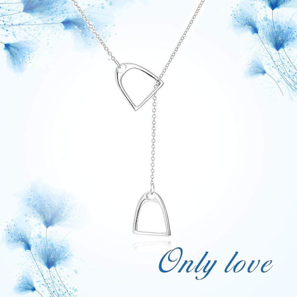 925 Sterling Sølv Simpel Dobbelt Hestestribet Lariat Halskæde Hest (sølv)_happyshop