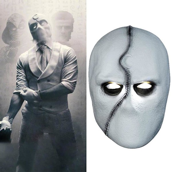 Moon Knight Marc Specto LED Maske Cosplay Latex Hjelm Party Halloween Bar Tilbehør