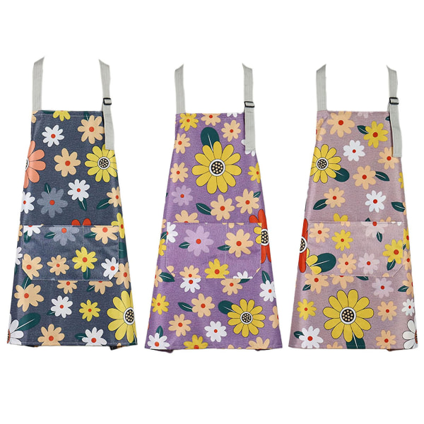 3st Köksförkläde Justerbart ärmlöst förkläde Blommönster Köksförkläde för bakning Trädgårdsarbete Rengöring