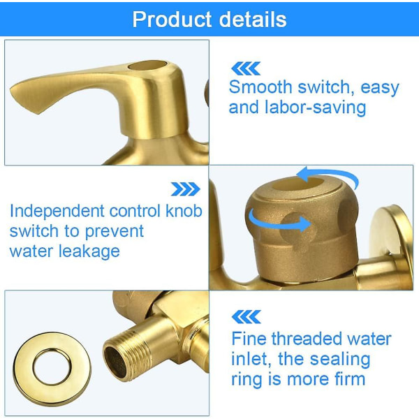 Doppel Auslaufhahn 1/2 Zoll Garten Wasserhahn 2 Anschlsse Messing Wasserhahn Doppelwasserhahn Waschmaschine Wasserhahn Auenwasserhahn Fr Garten, Wasch