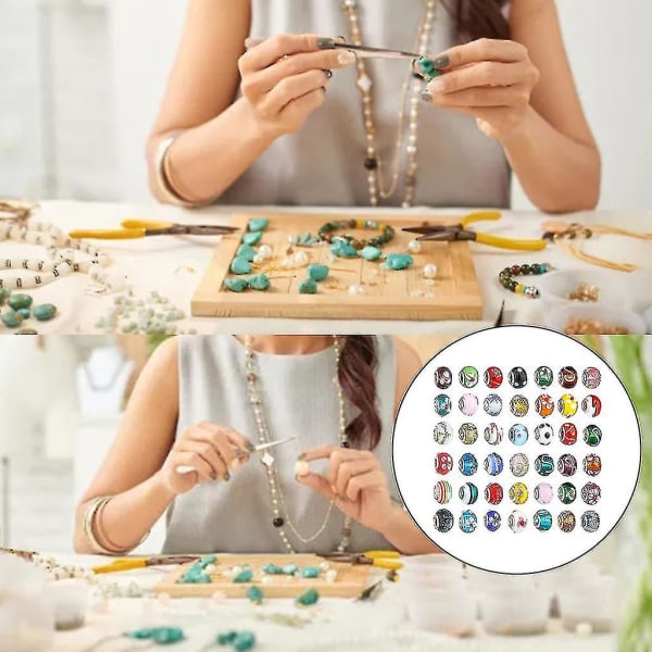 50 Stk Mix Farge Stort hull Metallperler Charms Spacer Beads For Diy Armbånd