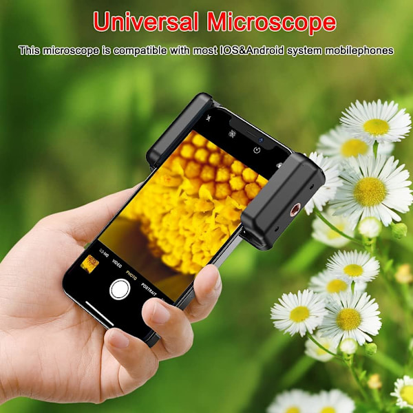 Bærbart mikroskop universelt mobiltelefonmikroskop med 6 LED-lys uten APP og CPL multifunksjonelt mikroskop er egnet for daglig observasjon.
