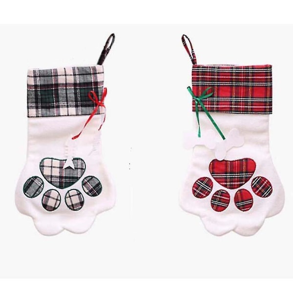 Personlig julstrumpa - Broderad pläd för husdjurshund Xmas förvaringsväska för julfest Manteldekorationer (1 st)