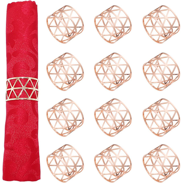 Hule Serviettringer, Gull Serviettringer Sett, Delikat Serviettringer Bulk For Bryllup Bursdagsfest Bankett Dekor Rose gold 12pcs