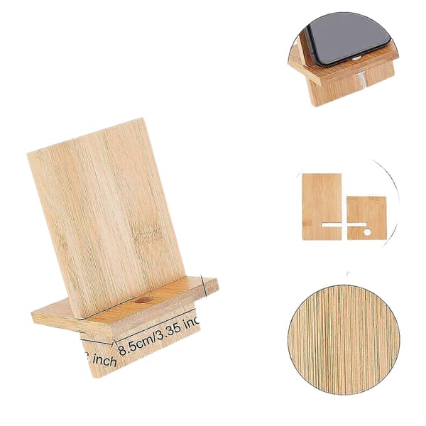 Bambuinen puhelinpidike, suorakulmainen, beige, valmis tuote: 8,5x8,1x14 cm