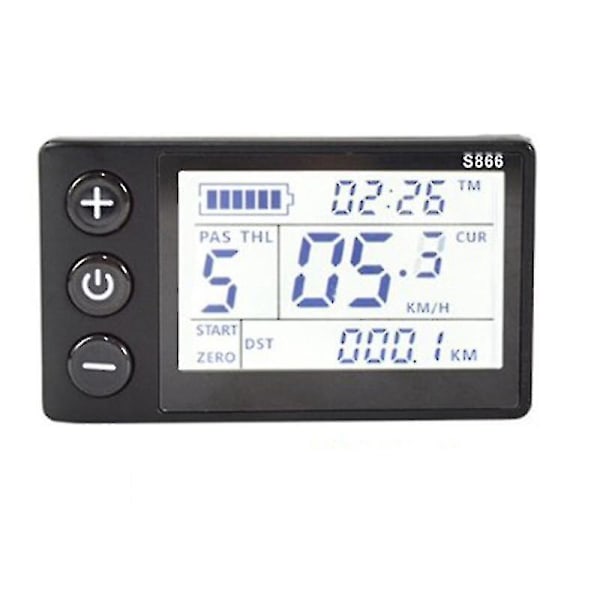 S866 El-cykel LCD Display E-Bike El-scooter Display Måler Kontrolpanel med Vandtæt Stik