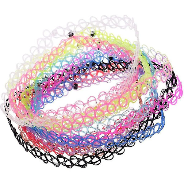 12 stk./pakke Tattoo Choker Stretch Halskæde Sort Retro Henna Elastisk Boho 90'er Gotisk Høj Kvalitet