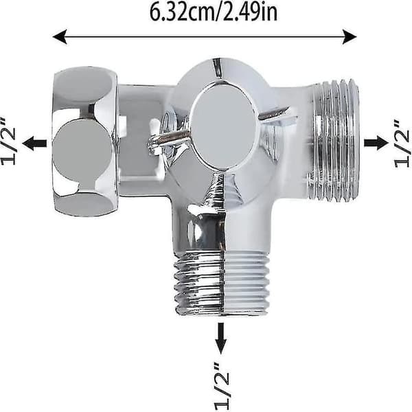 Solid messing 3-vejsventil, 3-vejs afledningsventilomskifter, 3-vejs bruseventil, G1/2\" T-adapter
