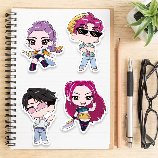 Heta 8kpl K-POP Demon Hunters DIY Tarrat Kasvojenvaihtopalapeli Vedenpitävä&&