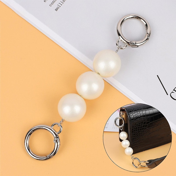 Bag Strap Extender Artificial Pearl Erstatning kjede stropper for clutch veske Silver beads