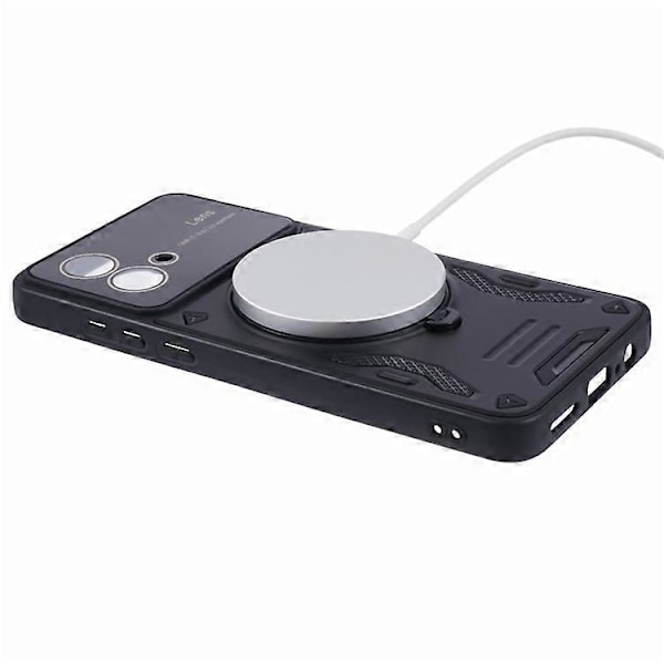 Kompatibel med Motorola Moto G84 5G Bakdeksel Kompatibel med MagSafe PC+TPU Støtte Telefondeksel Black