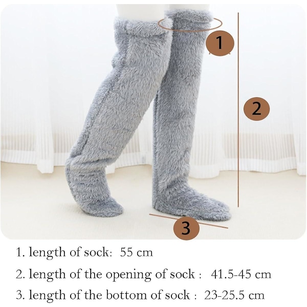 Teddy Legs Lange Sokker - Teddy Legs Sokker,over Knee High Fuzzy Leg Warmers Sokker Funny Furry Lange Vintersokker Gray