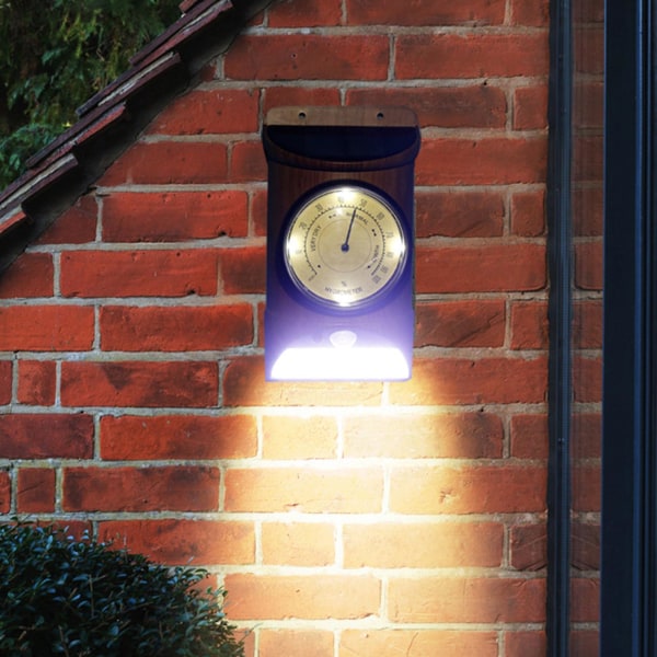 Solar udendørs urlys med bevægelsessensor, vandtæt udendørs ur med solsensor, væglampe, solcellelamper, vægure, solcelle væglampe