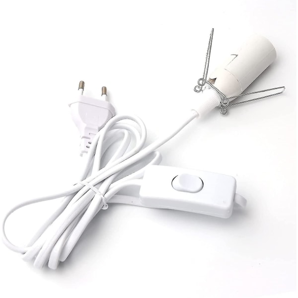 Kabel for saltlampe med bryter - E14-1.8 M - Sokkel for saltlampe, hvit (lavpris salg)