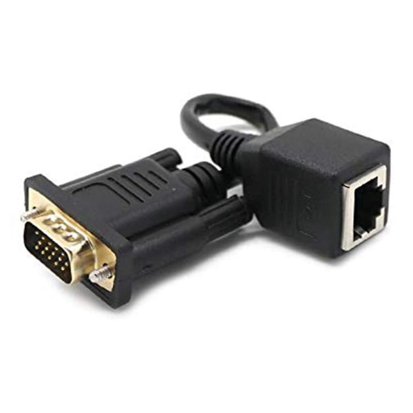 2x Vga til Rj45-adapter Nettverkskabel til Vga-nettverkskabelkontakt Skjerm til nettverkskabeltilkobling black