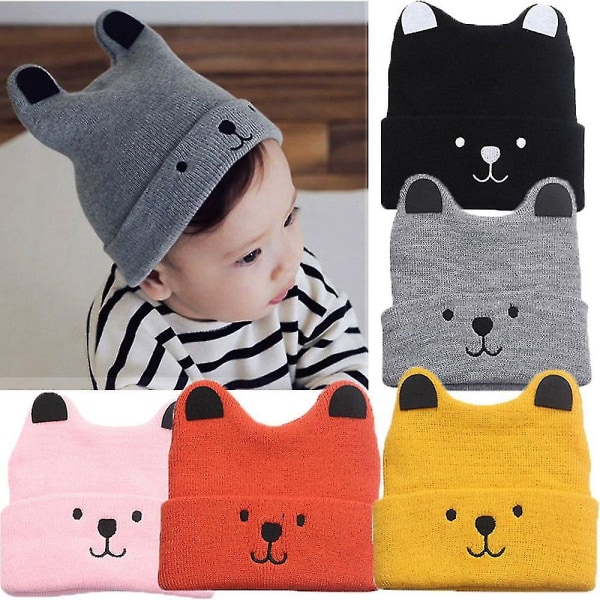 Hög kvalitet Newborn Baby Hat Pojkar Flickor Vinter Varm cap Stickade Beanies Solid