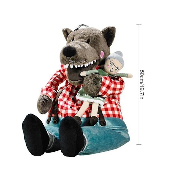 Plush Mormor Vargen Rödluvan Leksak Stoppade Vargen Och Mormor Docka Present 19.7 Tum