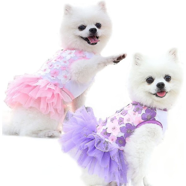 2 delar Chihuahua klänningar för flickor Hundar Kvinnor Hund Klänning Söt Husdjur Valp Kläder Outfit Mjuk Rosa Katt Kläder Kostym Yorkie Hund Prinsessan Tutu Appare