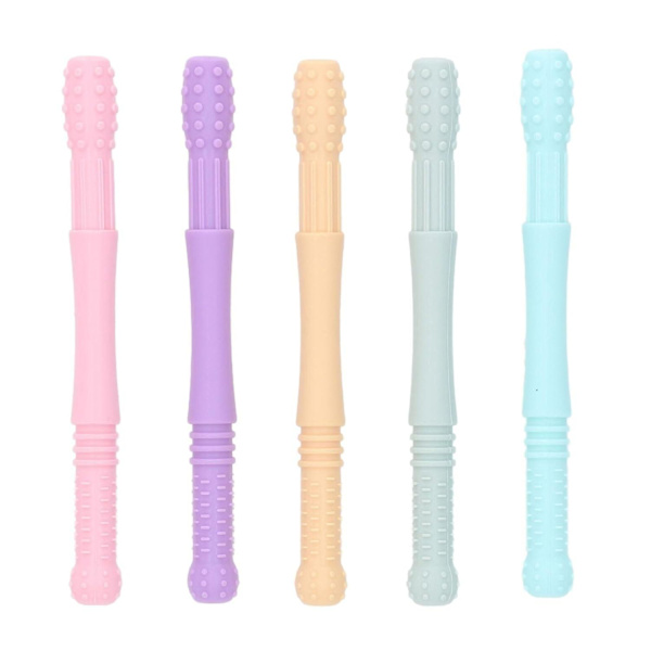Bitring med Bite Bite Tube 5-pack - Lindring och färgglädje för glada bebisar på väg mot de första tänderna
