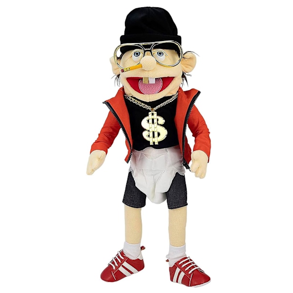 Jeffy hånddukke tegneserie blød plyslegetøj, cosplay dukke dukke spil til børns gave Rock boy Jeffy 60cm