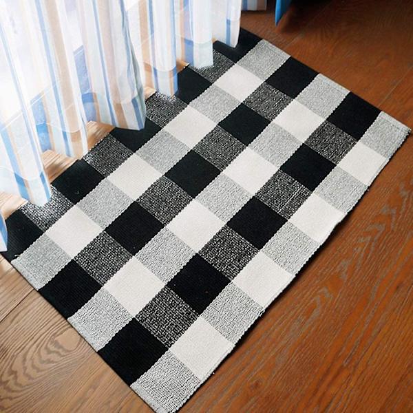 Skridsikker dørmåtte bomuld dørmåtte plaid dørmåtte entré tæppe gulvtæpper tæppe