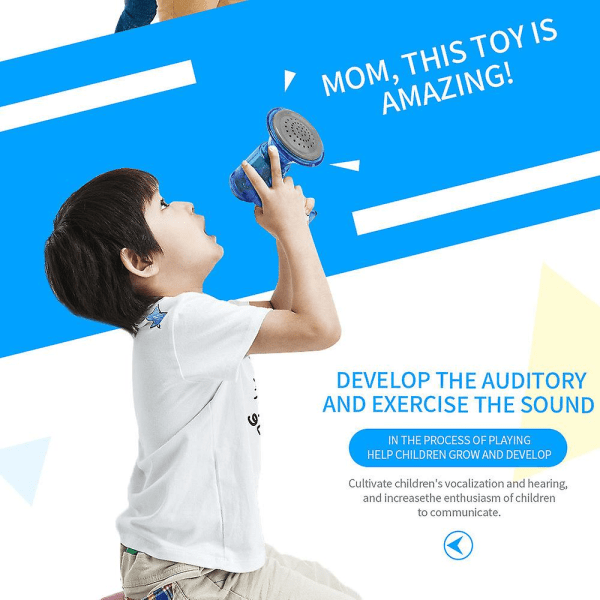 Mini håndholdt multi-frekvens stemmeveksler høyttaler for barn Blue