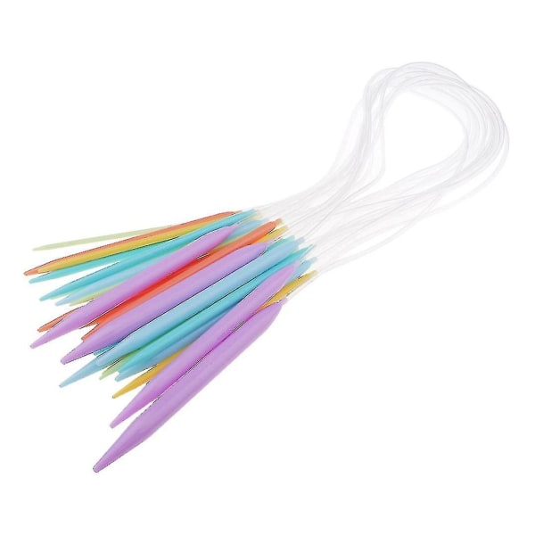 Plastsirkulære strikkepinner, 12 størrelser, genserpinner Strikkeverktøy Plast Abs Fargede rundpinner (farget)(12stk)