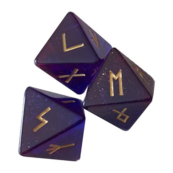3 stk 8-sidige runeterninger Resin Assorted Polyhedral Terningsett Harpiksterningsett Purple