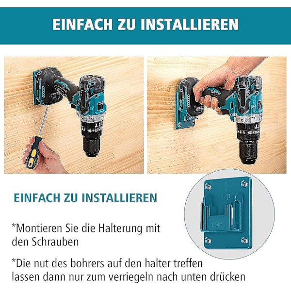 Seinäkiinnitettävä työkaluteline Makita/Dewalt Miwatch - 6 kpl 14-18 V sähkötyökalujen poraustyökalujen pidike konepidike työpajan säilytys