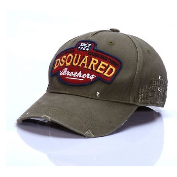 Baseballhette i bomull for menn vår- og sommerhatt Broderibokstaver Dsquared Armygreen