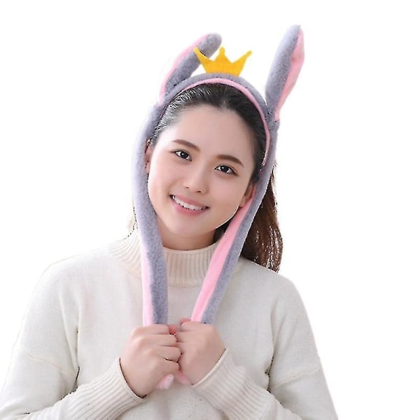 Nyhed Funny Moving Jumping Bunny Ears Pandebånd Gray