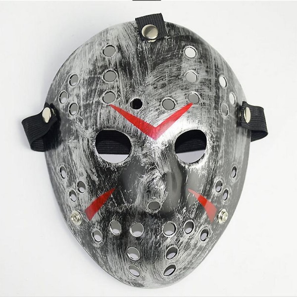 Skräck Jason Voorhees Friday The 13th Masks Cosplay Party rekvisita Old Silver