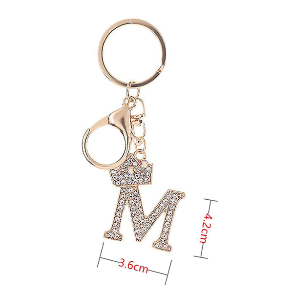 Luksus Krone 26 Bogstav Metal Nøglering Mode Rhinestone Initial Nøglering Taske Vedhæng Charms DIY Tilbehør Fødselsdagsgaver A