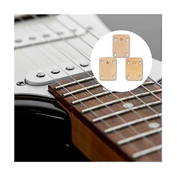 3 st gitarrhals shims, massivt lönnträ gitarrhals shim skydd 0,25, 0,5 och 1 grad gitarr