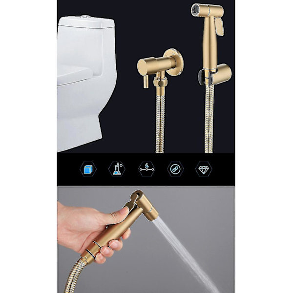 Badeværelse Toilet Bidet Armatur Sæt Børstet Guld Bidet Sprøjte Bruser Med Afspærringsventil