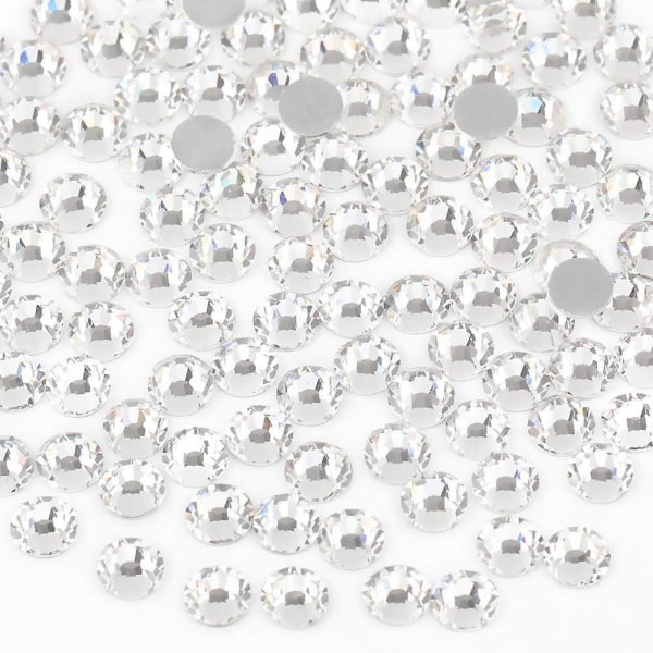1440 kpl Tasainen kristalli strassikiviä pyöreitä helmiä nail art ja askarteluliimaa varten, kristalli, ss10/1440 kpl SS6-1440pcs