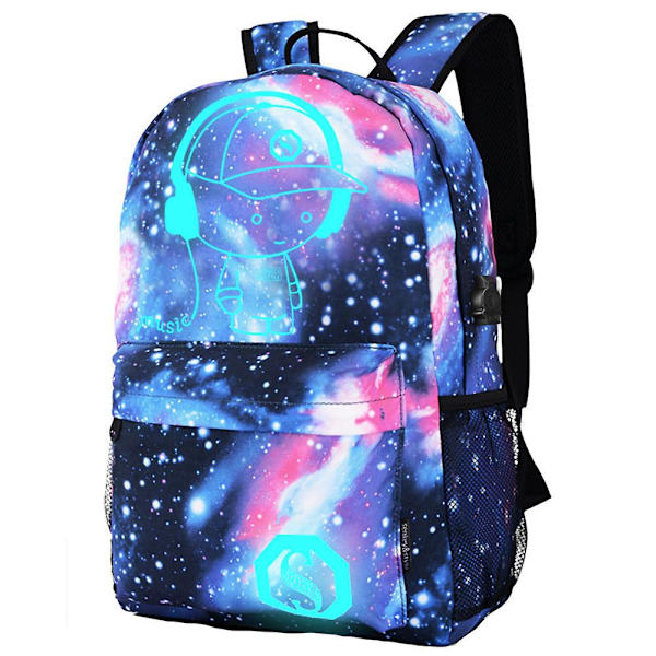 Galaxy Skolesekk Ryggsekk Kolleksjon Canvas USB-lader For Tenåringsjenter Barn