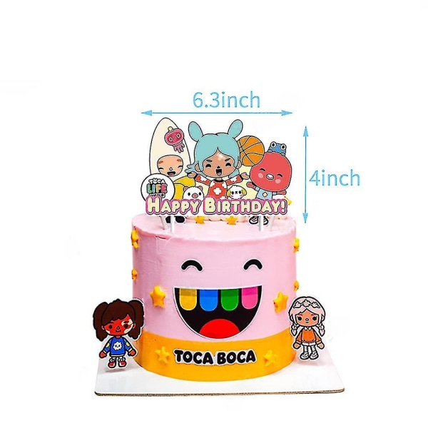 Toca Life Theme Grattis på födelsedagen Party Dekoration Banner Ballong Cake/cupcake Toppers Kit