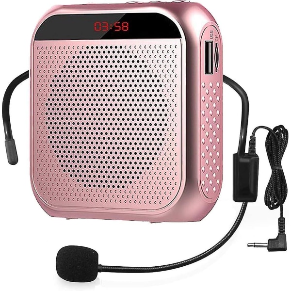 Bärbar röstförstärkare med trådbunden mikrofon, uppladdningsbar högtalare, högtalare (roséguld)
