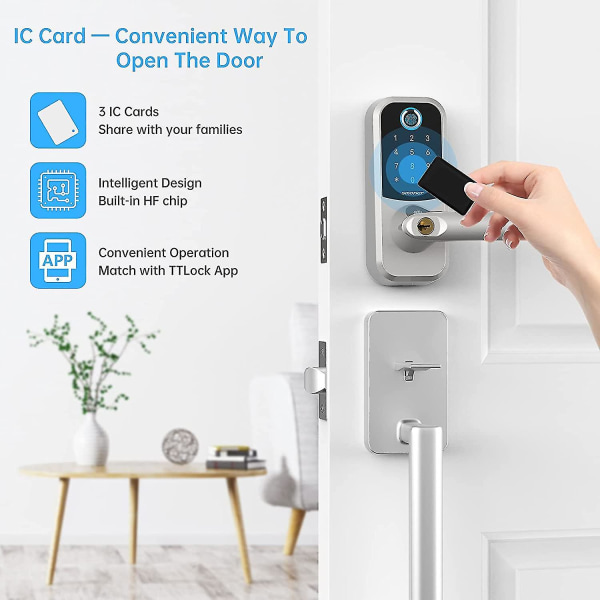 Nøkkelbrikke for fingeravtrykk Smart Lock, Ic-kort for deadbolt, 3 stk