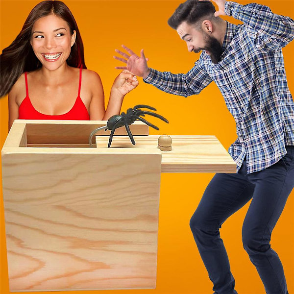 Prank Spider Trækasse Sjov Spider Box Trick Hylende Skræmme Rekvisit Halloween Gave