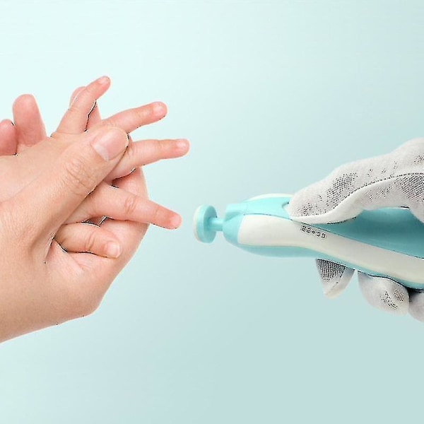 Elektrisk baby nageltrimmer, säker nagelklippare för nyfödda toddler naglarvård Light Blue