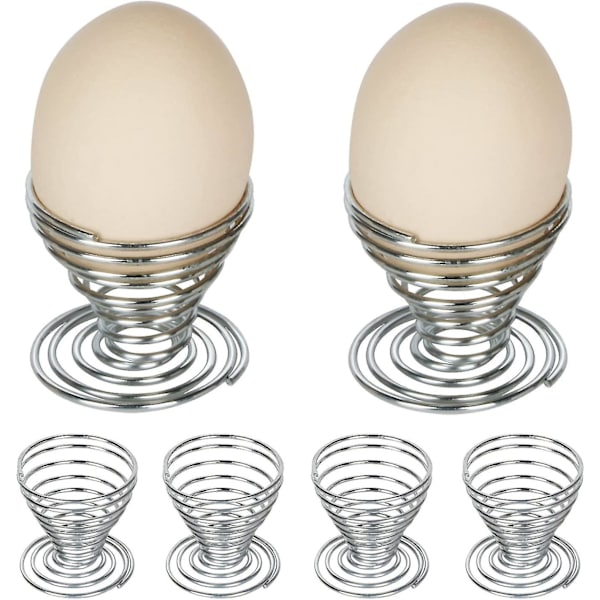 6 X Spiral Eggkopper i rustfritt ståltråd