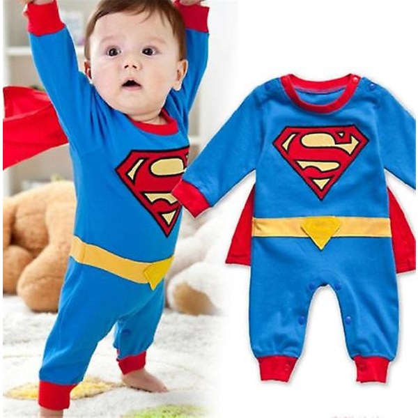 3-24 måneder Baby Superhelte Romper Kort/langærmet Jumpsuit kostume Superman C 12-18 Months