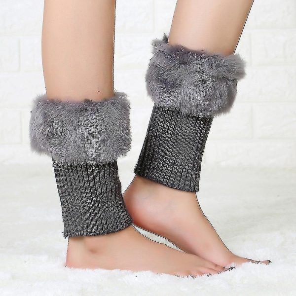 Juniorer Short Knitting Leg Warmers Vinter Warm Myk Plysj åpning Ben Warmers For Party Dans Sports Accessories-1 Coffee