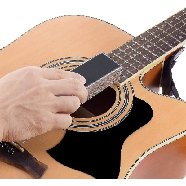 Guitar Fret Leveler Filslibning Luthier Værktøj med selvklæbende sandpapir og 2 stk Gribebræt beskyttelsesbeskyttelse til guitar bas Opsætning grå 3 stk