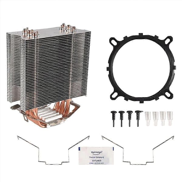 CPU-køler 12 cm blæser 6 kobbervarmerør blæserløs radiator Black Silver