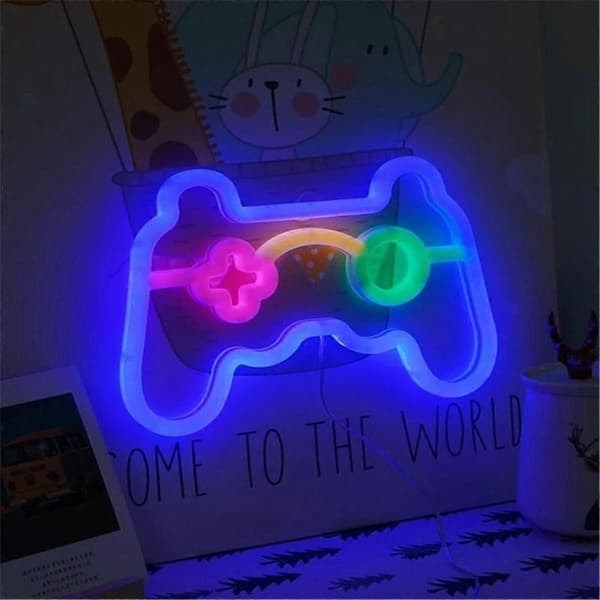 Neon Skylt Spelkontroll Neon Skylt LED Neonljus USB-driven för Väggdekor Sovrum Bankett Pub Spelrum